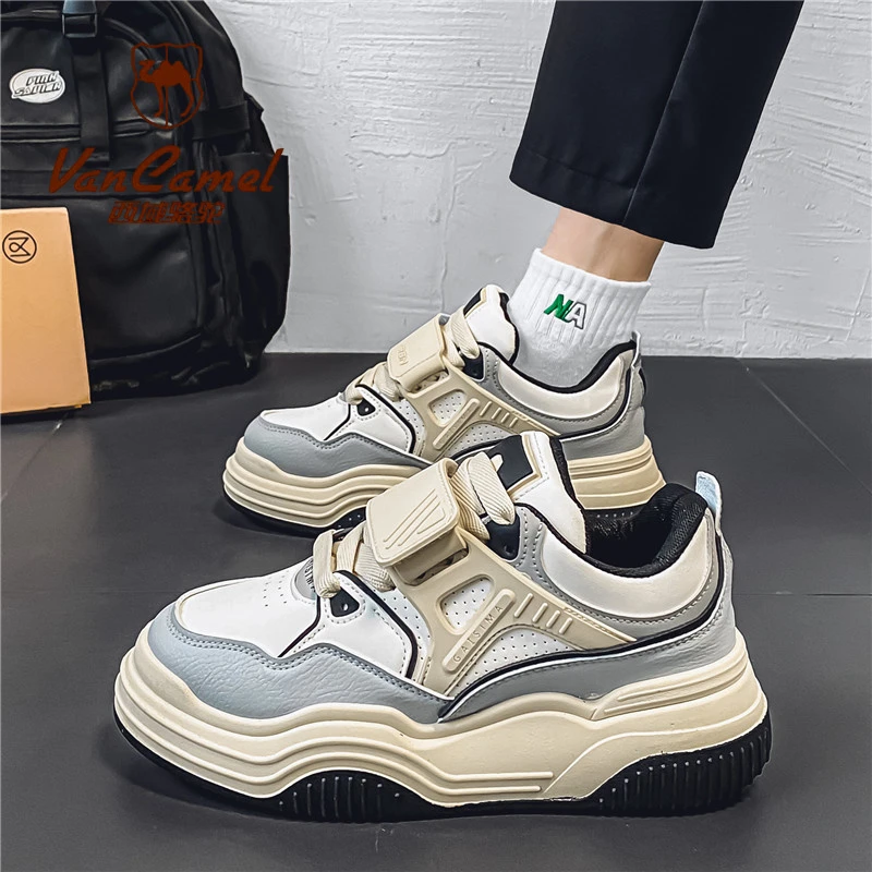 西域骆驼鞋男春季青少年初中生百搭厚底增高韩版潮设计感小众板鞋