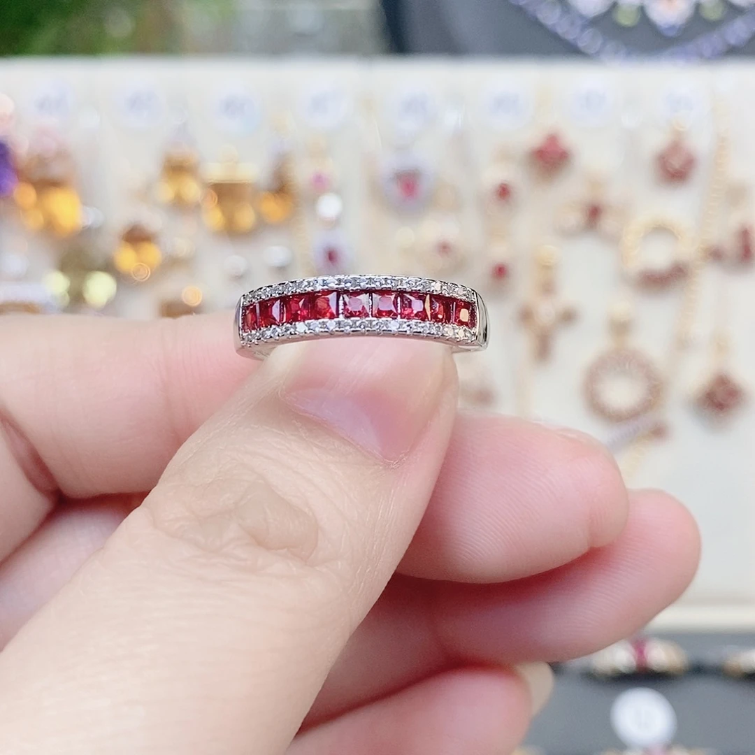 彩色蓝宝石戒指银S925镶嵌