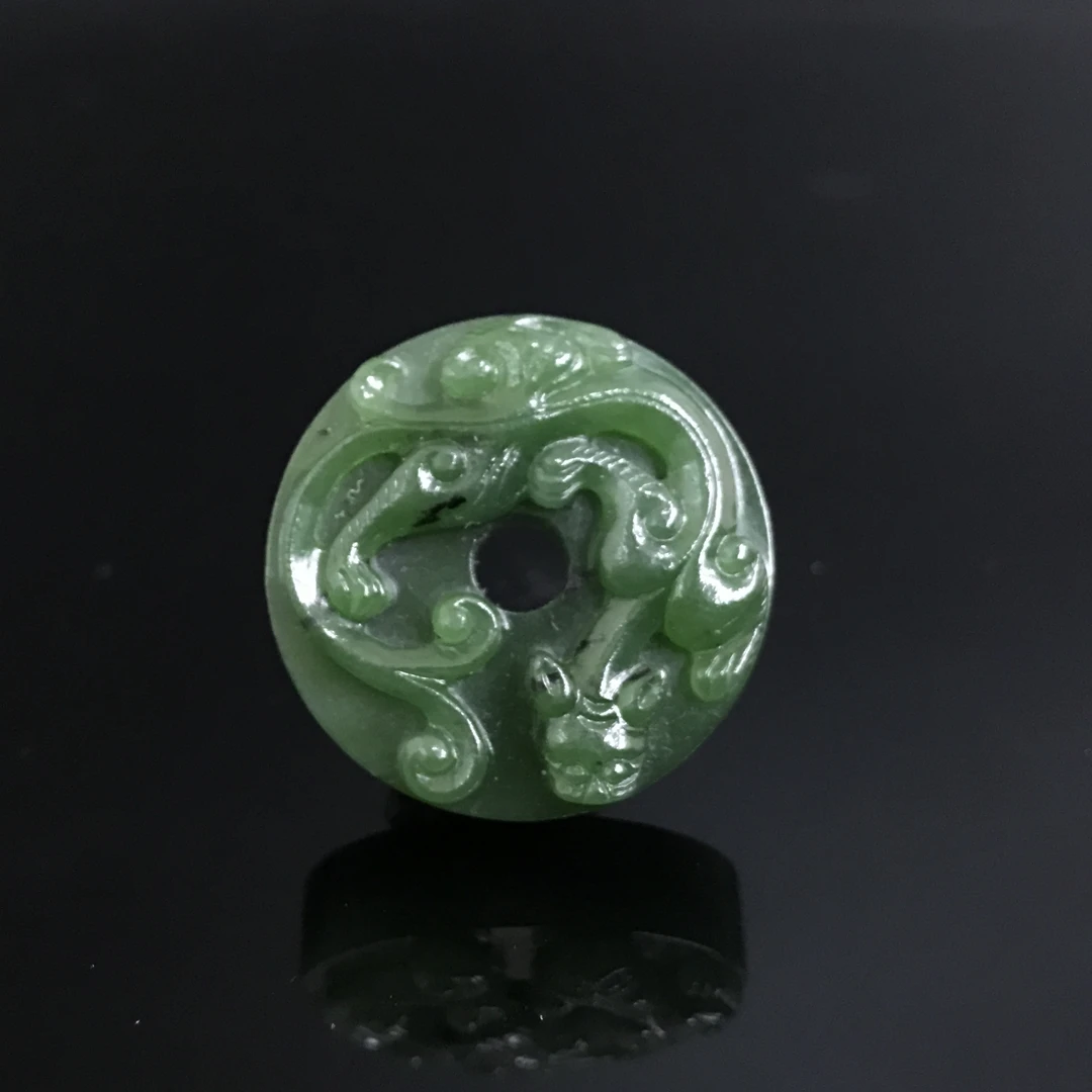 清代和田碧玉螭龙纹璧/539453/收藏/传承/【友谊文物商店】