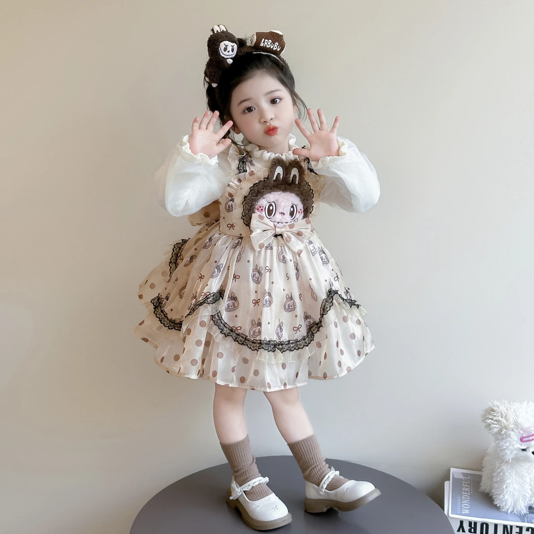 女童拉布布秋装连衣裙2025新款小女孩时髦美拉德洛丽塔宝宝公主裙