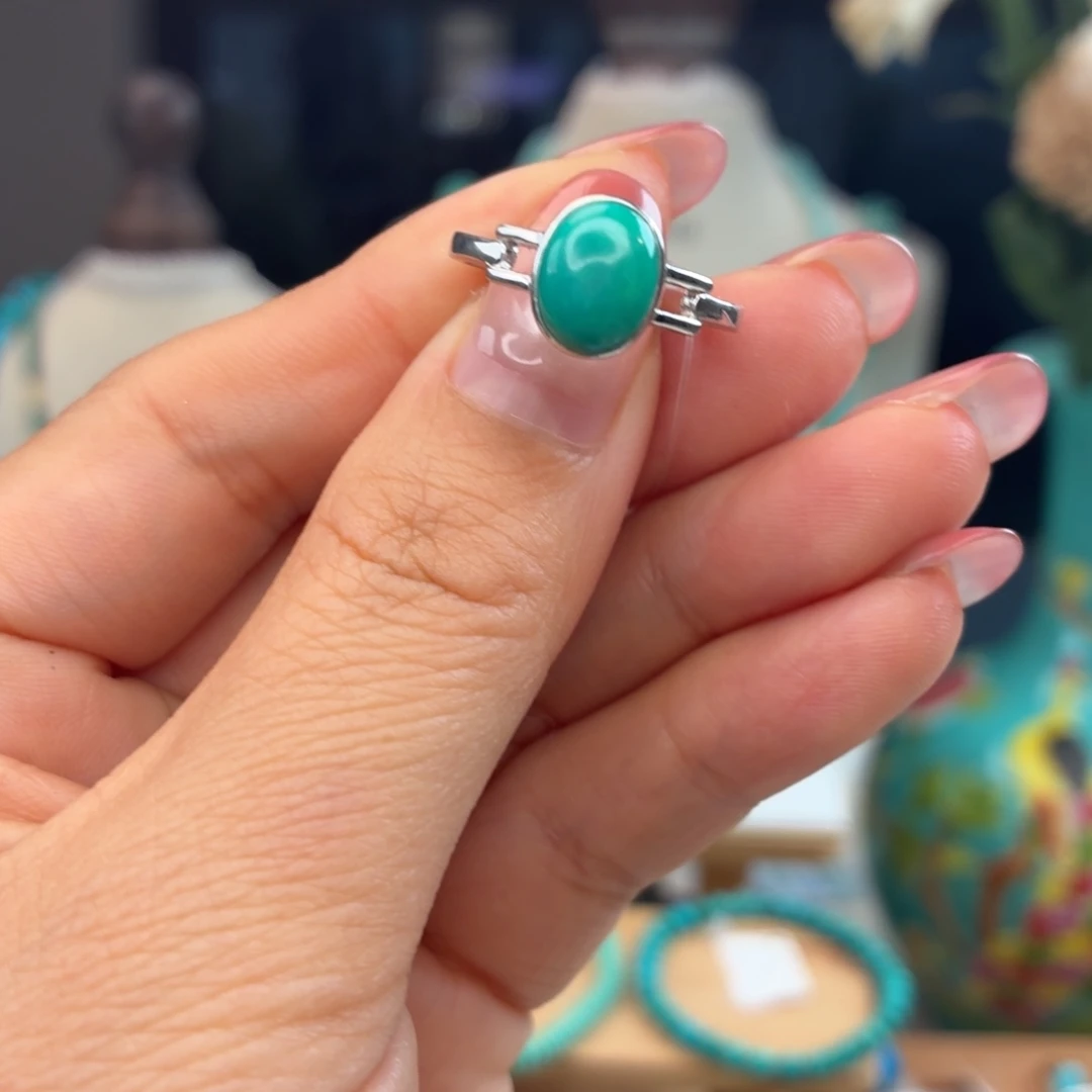 绿松石银S925镶嵌戒指