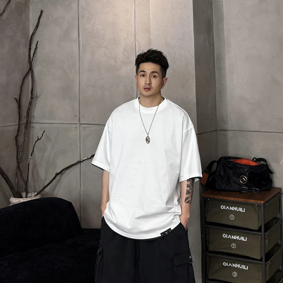 XDZZ二狗25ss夏季270g极简廓形净版百搭休闲蝙蝠纯棉短袖T恤Y8065