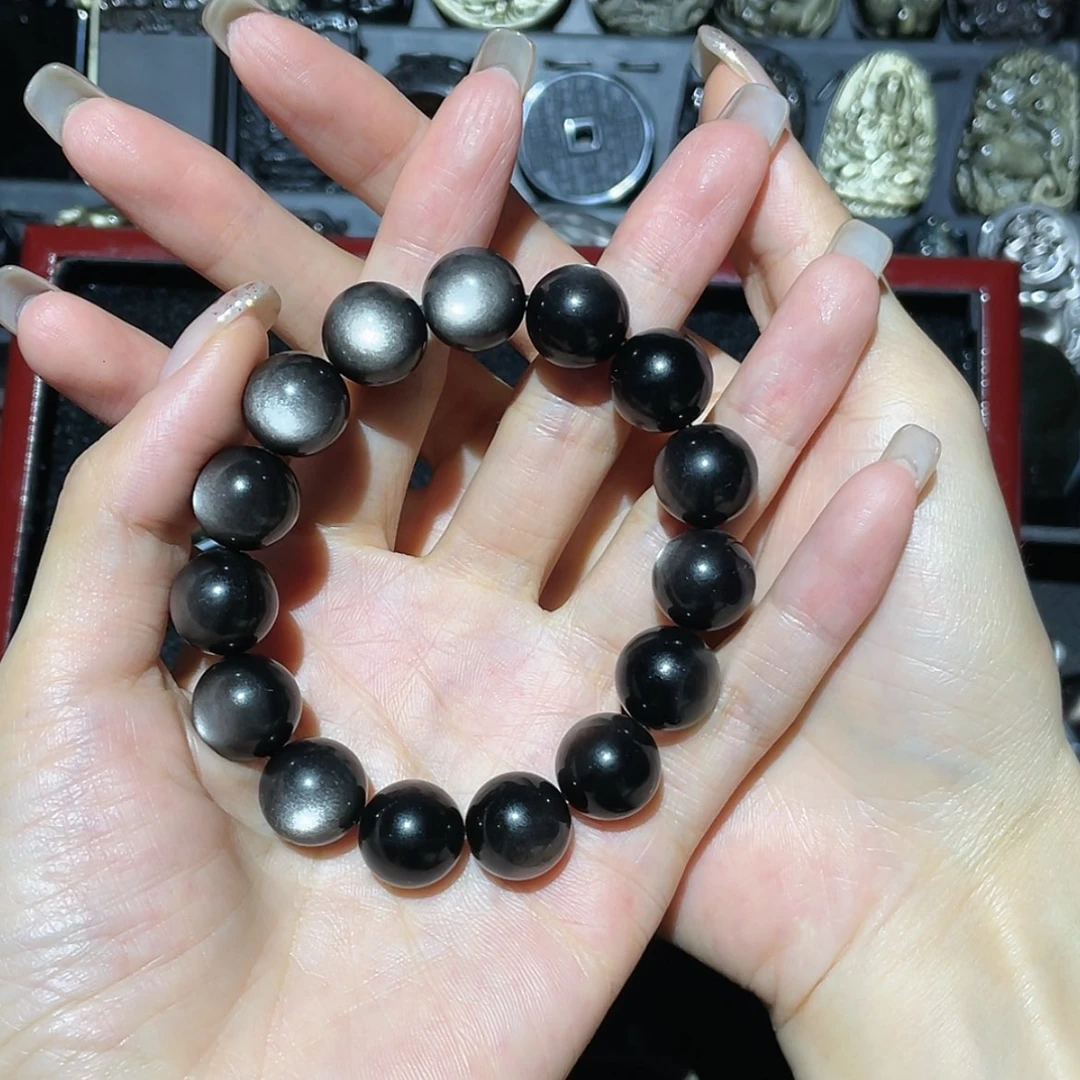 【闪购商品】未镶嵌黑曜岩手链自*