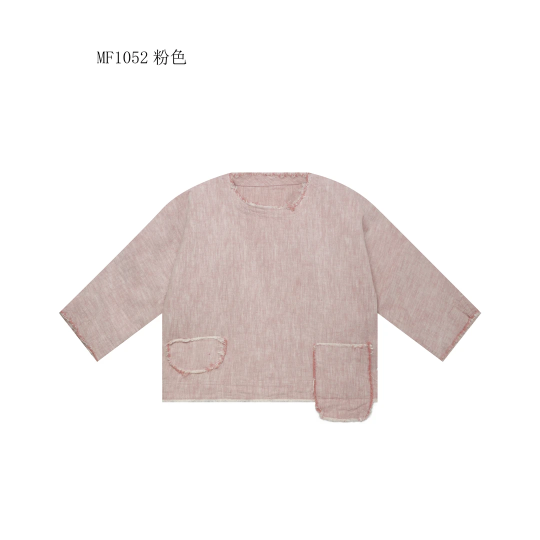 【麻訪家】MF1052粉色文艺复古简约宽松休闲百搭上衣
