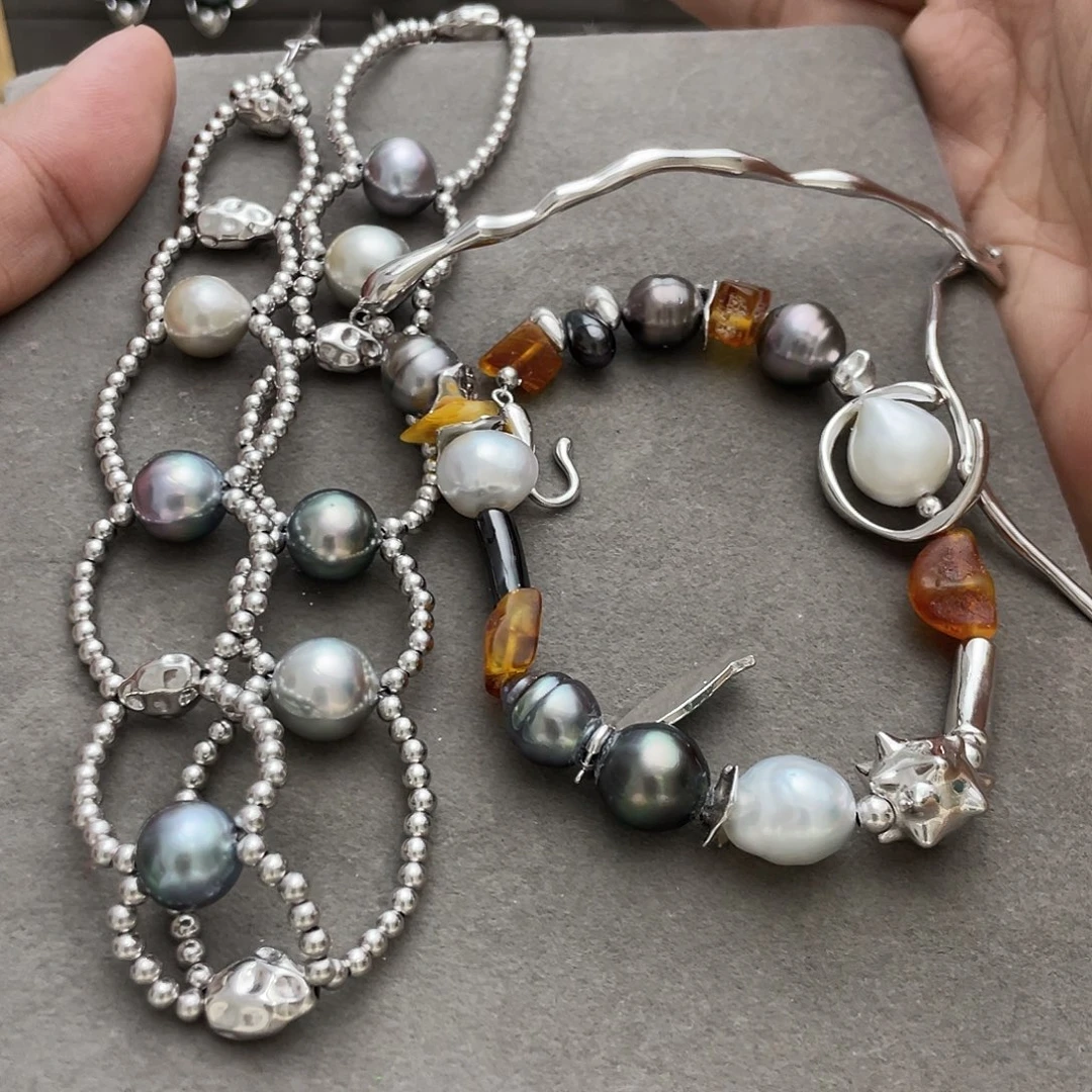 关***～海水珍珠颈饰银S925镶嵌