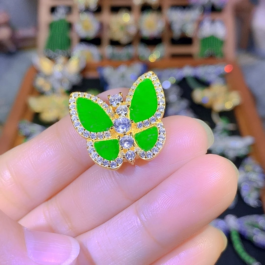 吊坠(不含链)银S925镶嵌翡翠