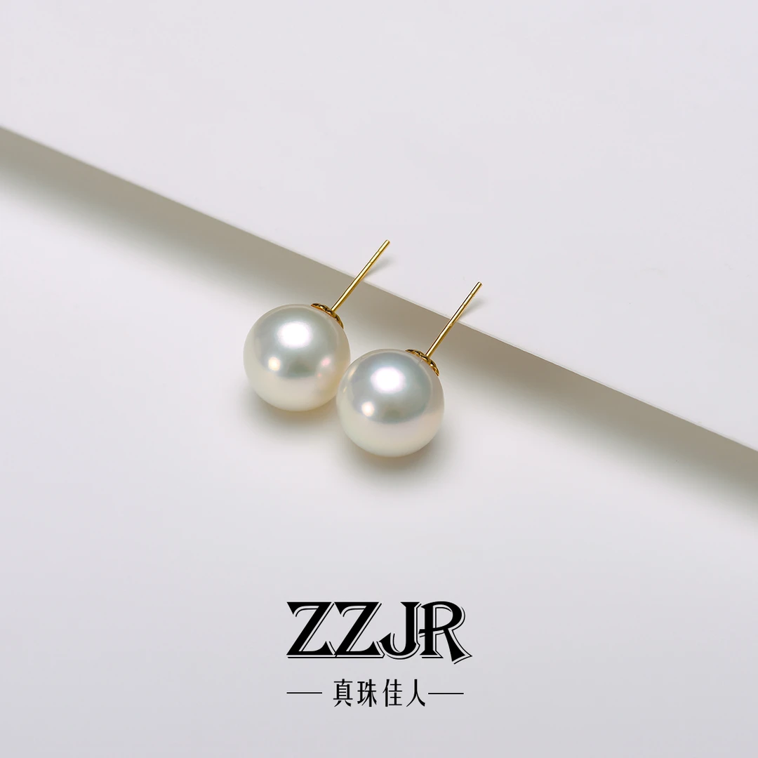 X456【真珠佳人】【澳雪】18K金淡水珍珠耳钉10-11mm