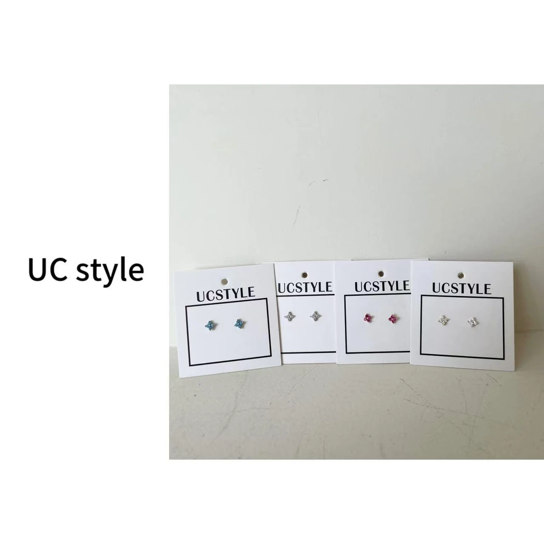 合金耳饰 普通金属【富贵小花花】甜美四叶花小巧螺丝扣耳钉