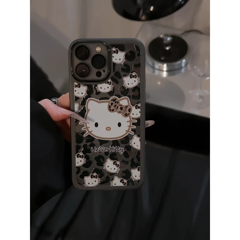 豹纹蝴蝶结kt适用苹果17pro手机壳16pm金属镜框华为p荣耀小众小米