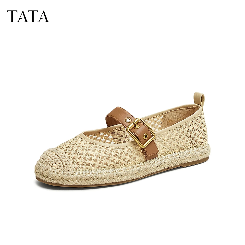TATA他她2025夏新款复古气质玛丽珍鞋平底浅口单鞋渔夫鞋CWD01BQ5