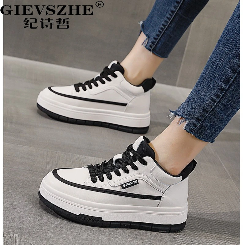 纪诗哲女鞋休闲内增高小白鞋女2025夏季新款休卡通休闲内增高板鞋