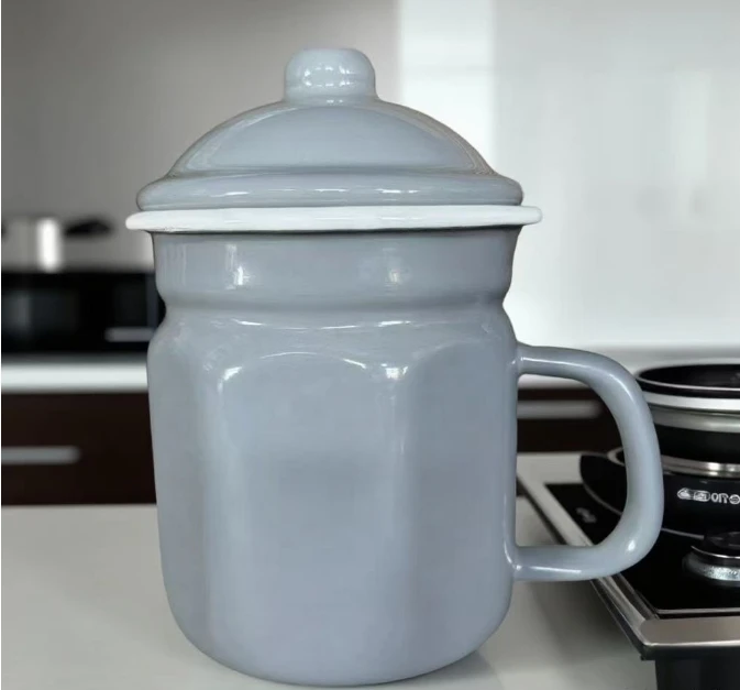 肥龙搪瓷日式八角漏嘴油壶杯凉水壶杯简约带盖新奇家用好物