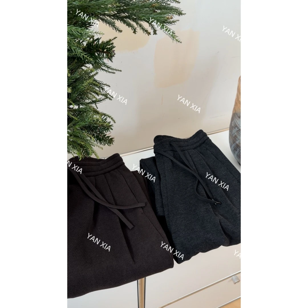 “暖绒厚裤” 蚕丝醋酸羊毛加绒加厚休闲裤 显瘦宽松女士长裤 W-752