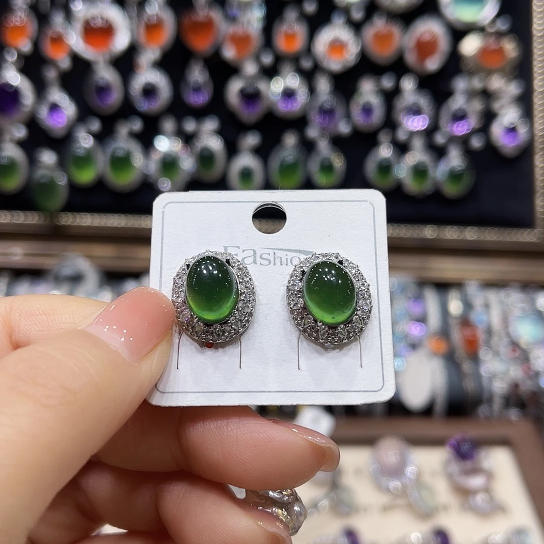 蛇纹石玉银S925镶嵌戒指