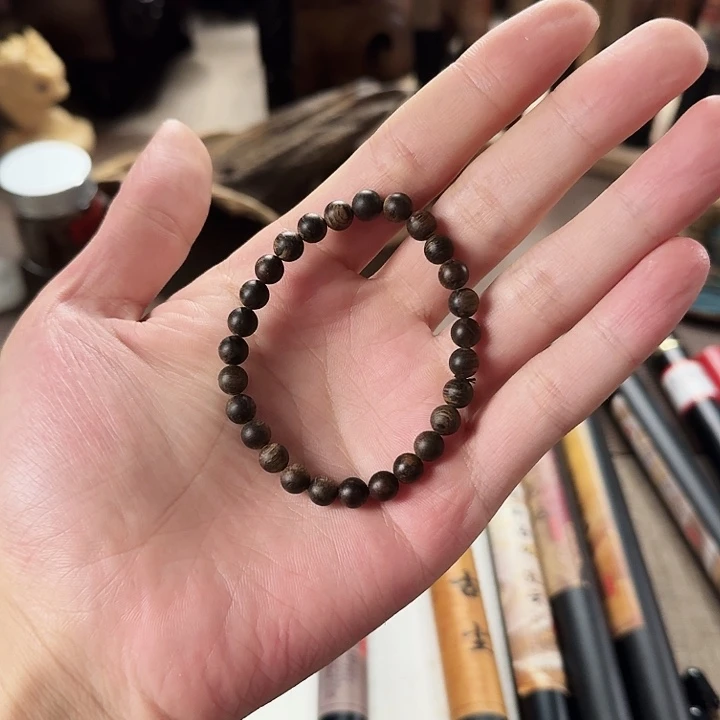 沉香手串野料文莱黑棋沉香手串 满油全沉水 高品相