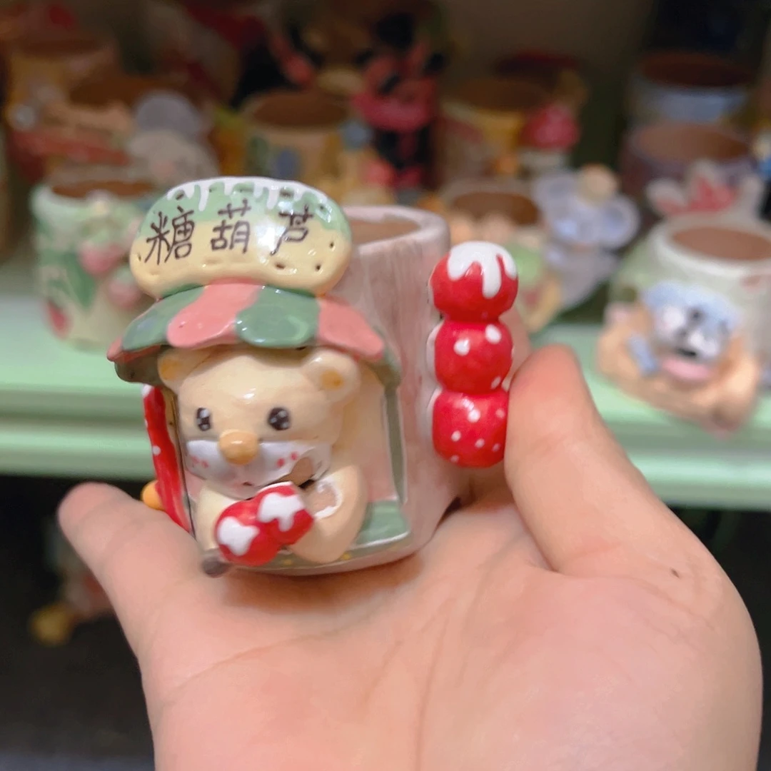 瑕疵福福老梧家纯手工手绘多肉花盆