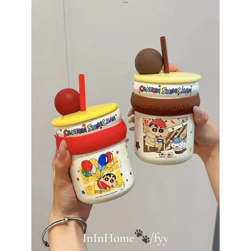 ININHOME陶瓷马克杯高颜值精致吸管杯家用喝水杯子办公室水杯YM