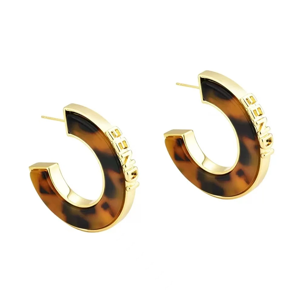 黄铜耳饰 欧美流行时尚耳环豹纹气质轻奢高级感复古小众耳饰女