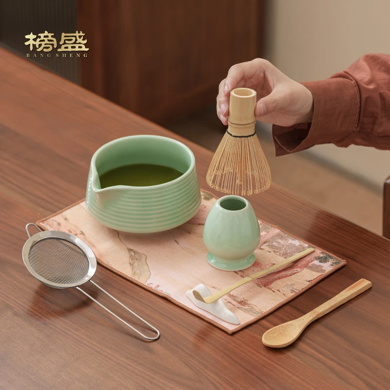 榜盛抹茶碗带嘴抹茶工具套装点茶碗百本立抹茶茶筅搅拌器具套装