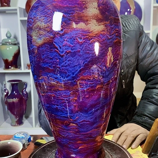 摆件美**儿尚峰钧窑作品梅瓶