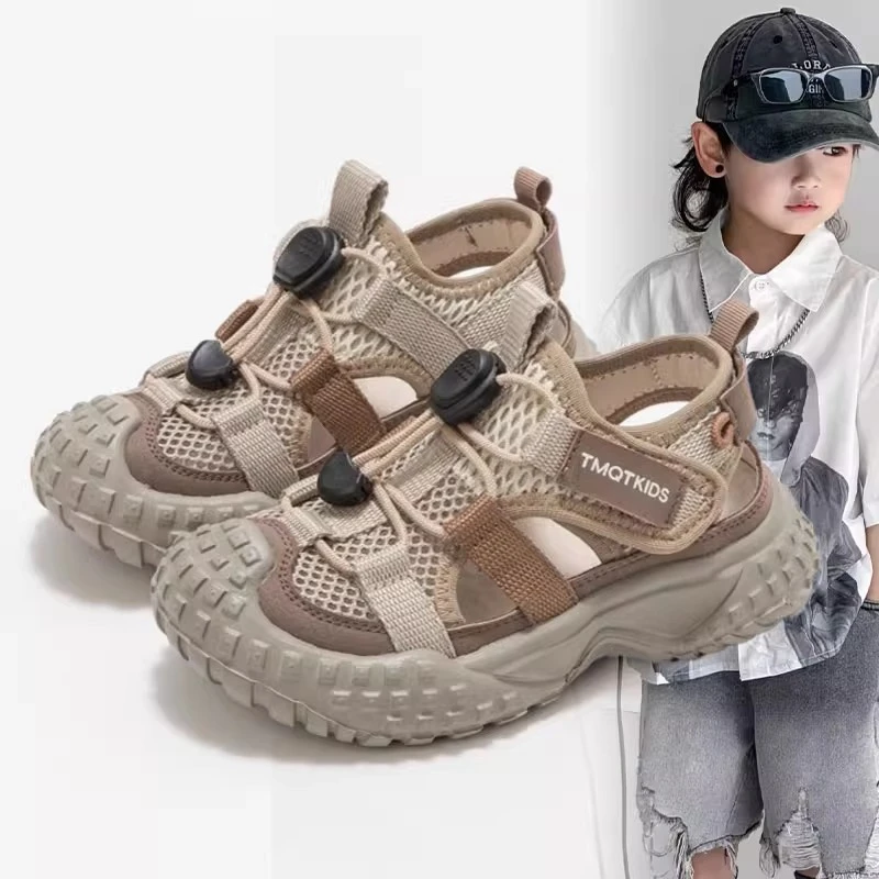 ABC男童凉鞋2025夏季女童百搭镂空防滑沙滩鞋中大童运动网面凉鞋