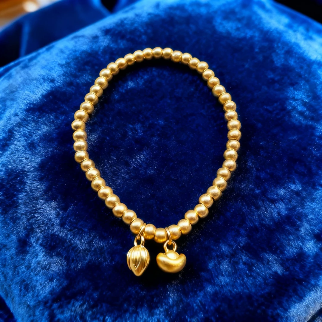 足金999古法分体元宝莲花两世欢黄金手串 双11大促