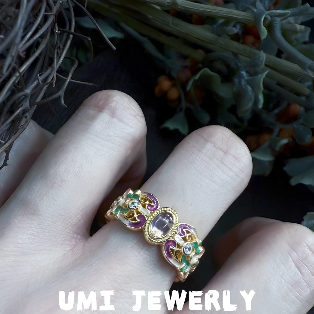 925银戒指 UMI家【扶摇】国潮新中式珐琅彩紫水晶古韵渐变戒指