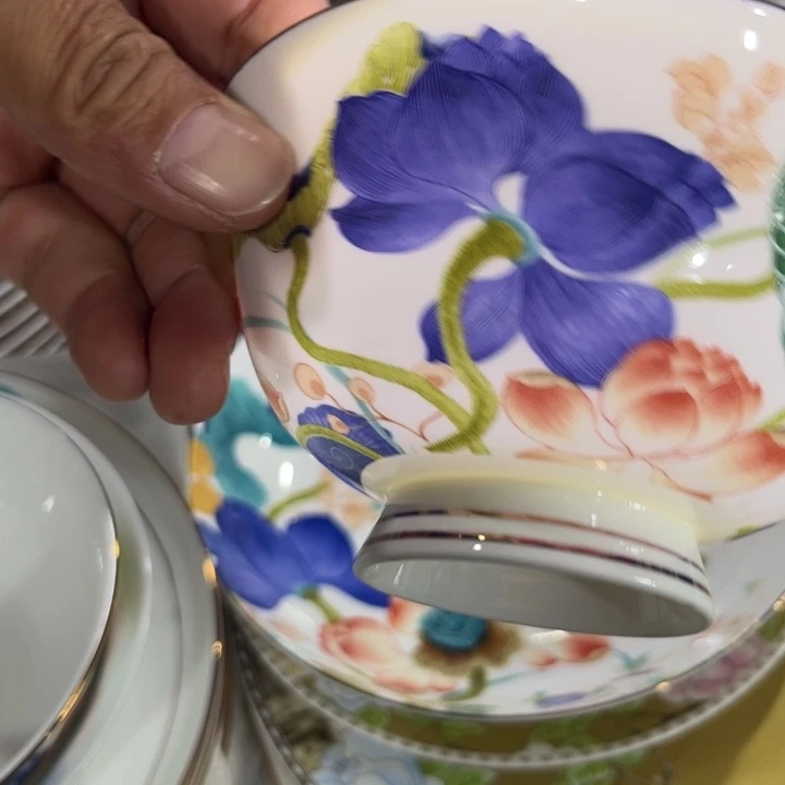 瓷片荷塘碗六个五寸