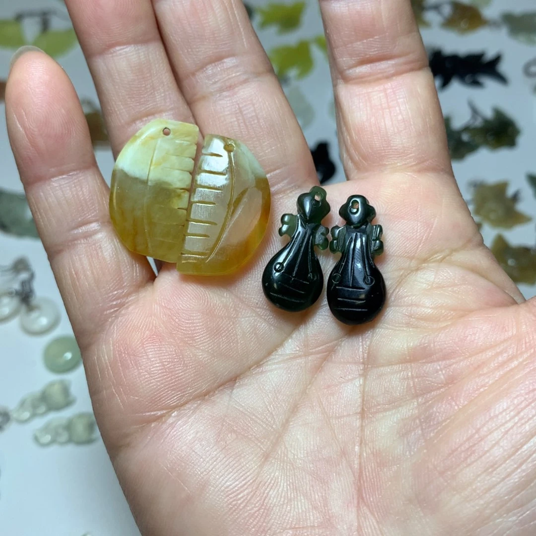 蛇纹石玉耳环银S925镶嵌不****㑅