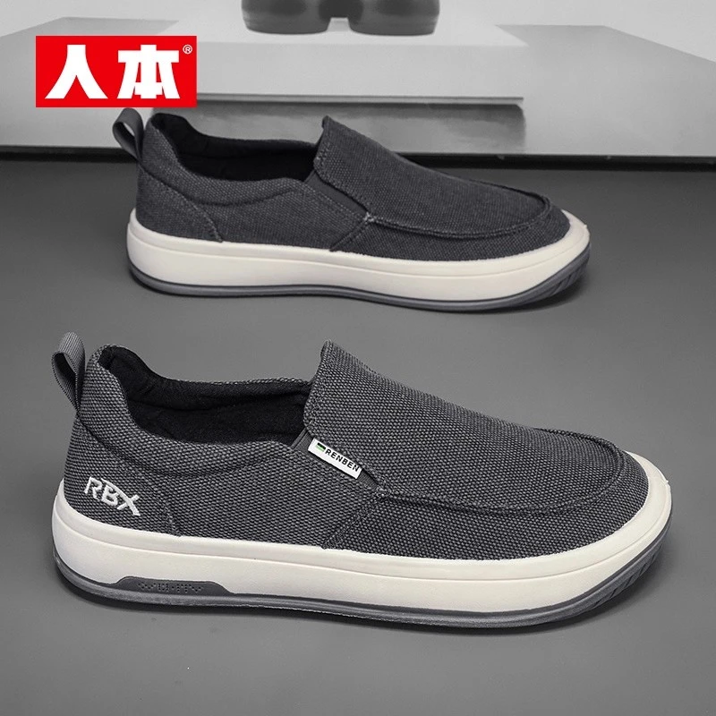 人本官方旗舰店老北京布鞋男士劳保工作鞋一脚蹬休闲鞋透气爸爸鞋