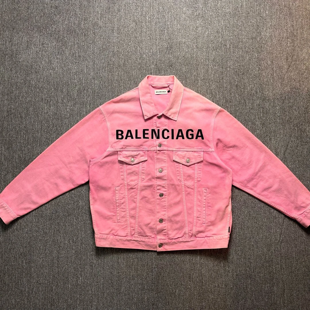99新 Balenciaga/巴黎世家 刺绣水洗粉色牛仔/38码/99新/11977