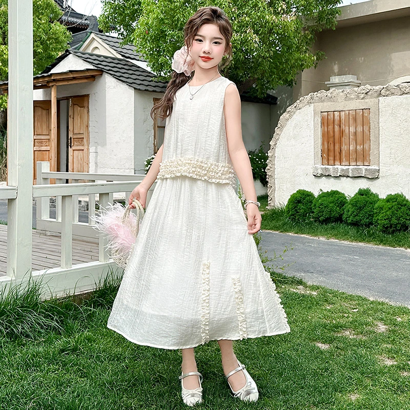 女童套装夏装连衣裙2025新款洋气儿童夏季大童女孩公主裙子两件套