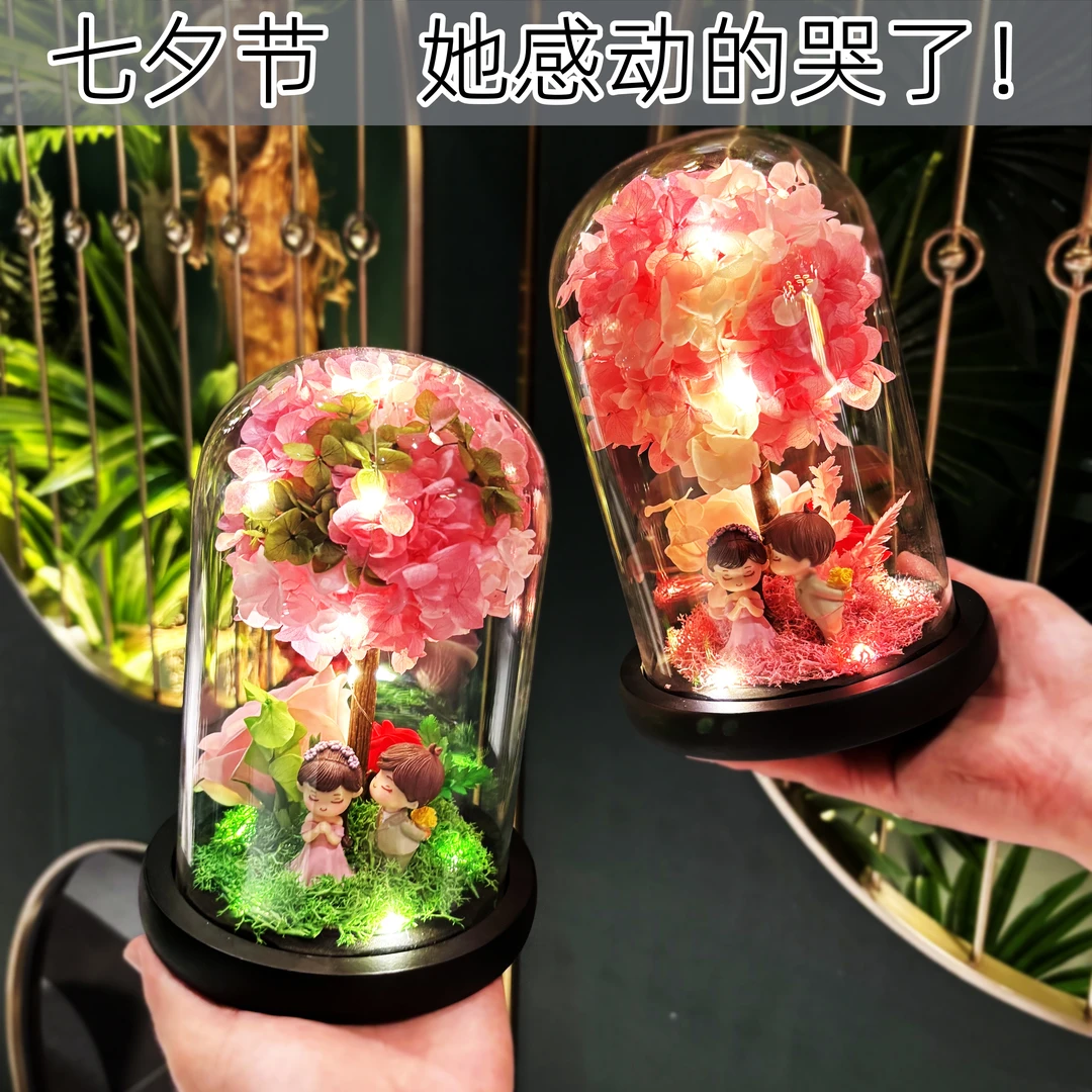 圣诞节礼物送女朋友女生送老婆玫瑰永生花表白小夜灯情人生日礼物