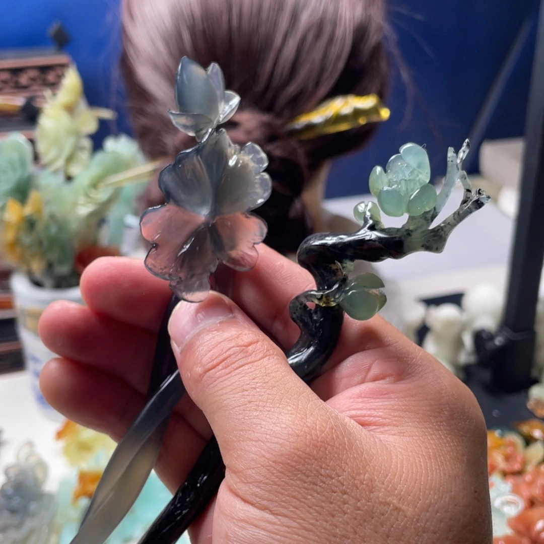 【闪购商品】蛇纹石玉未镶嵌发饰兮*