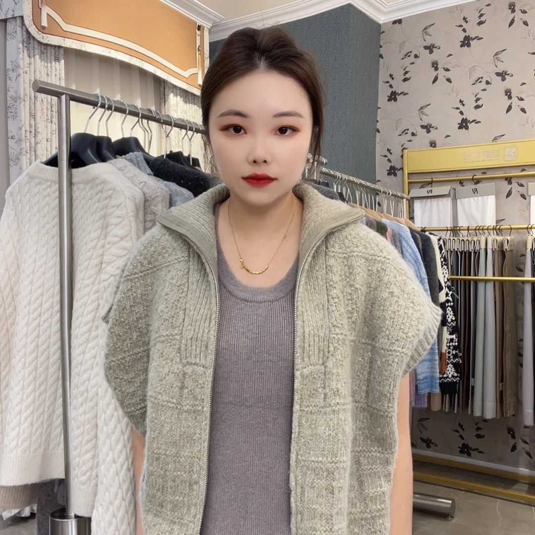 宽松立领翻领拉链外套