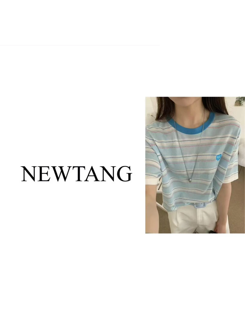 【egg彩虹条】13春夏新款时尚彩虹条纹短袖