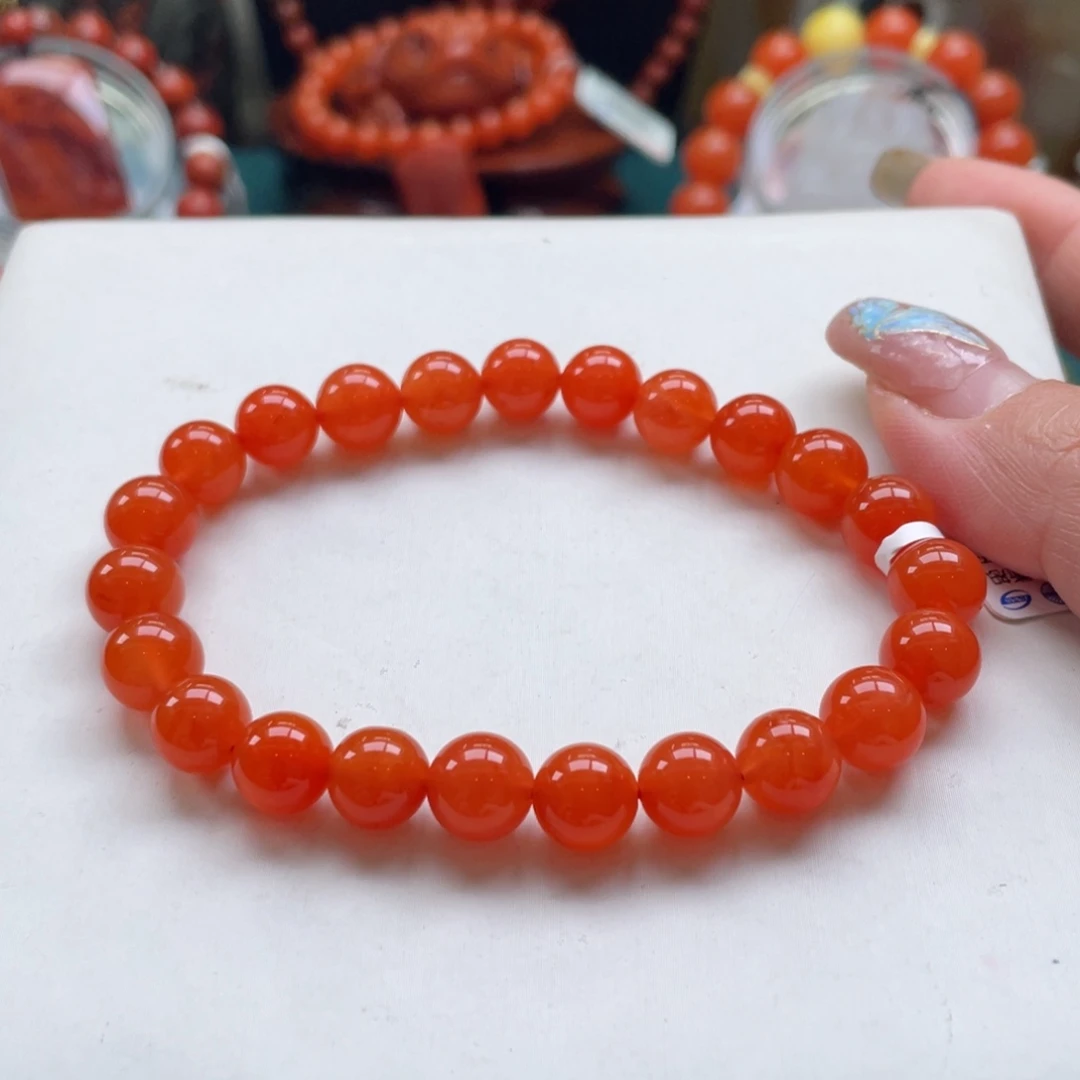 南红玛瑙未镶嵌保山南红冰红单圈8+mm