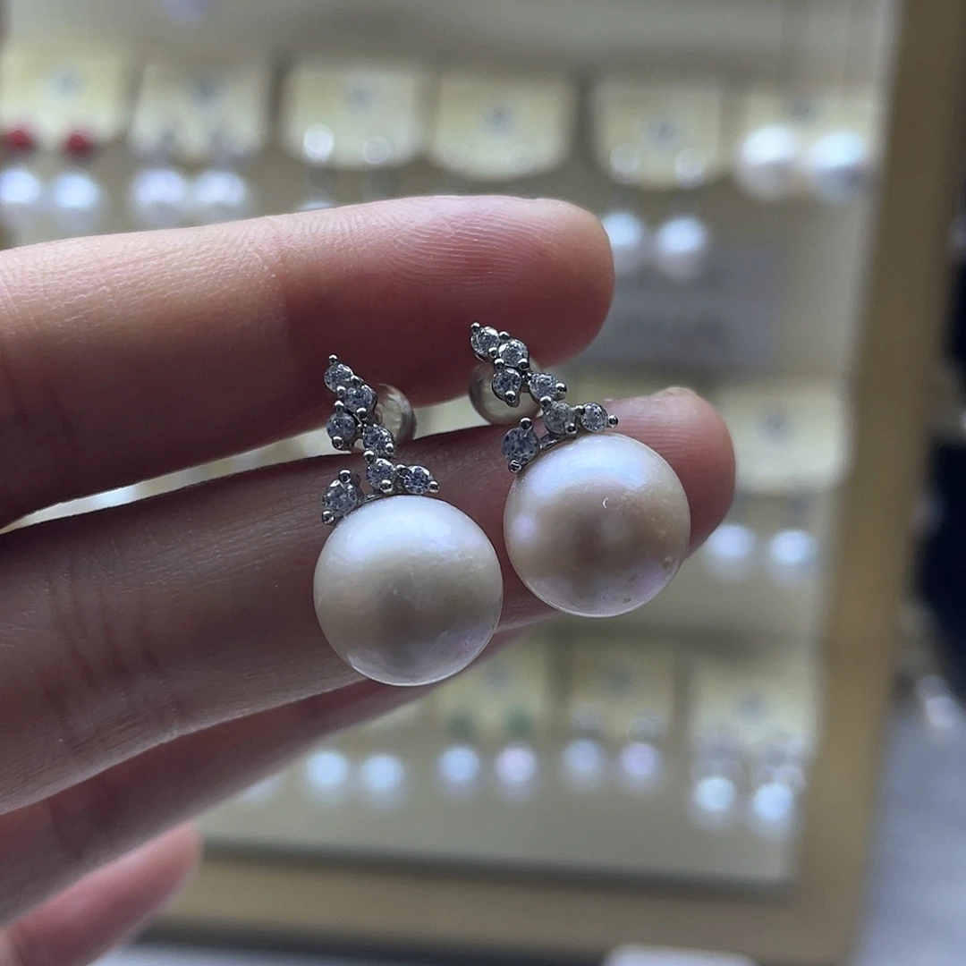 淡水珍珠耳饰银S925镶嵌