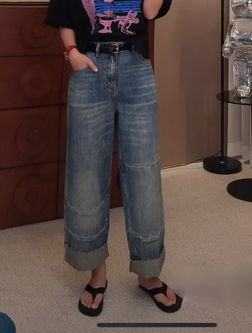 “线条牛仔”（送腰带）2025新款时尚百搭牛仔裤8092