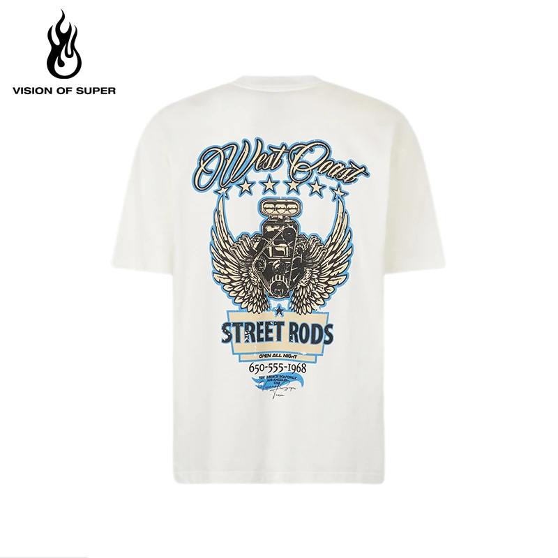 vision of super 图案印花宽松圆领短袖T恤 VSHW00006 男女同款