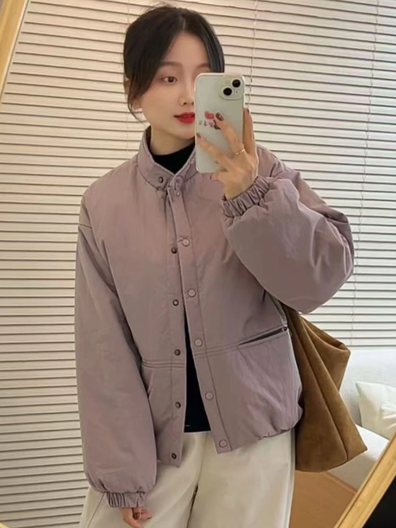 立领短款加厚保暖棉服女2025冬季新款宽松百搭小个子超好看外套