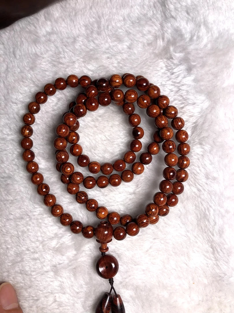 降真香 海南红降土埋玉化料8*108长串