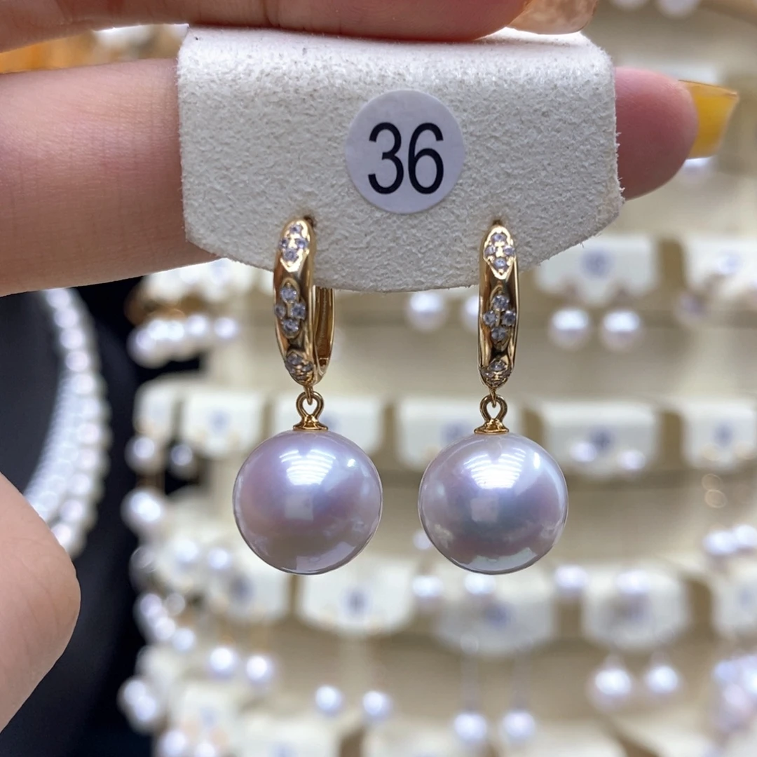 银S925镶嵌淡水珍珠耳饰