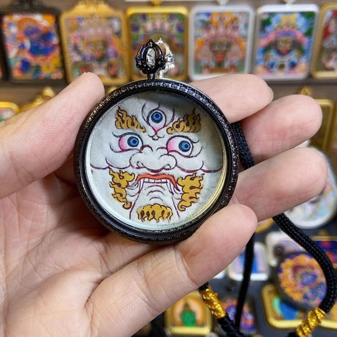 歪***酱吊坠纯手绘唐卡白财神
