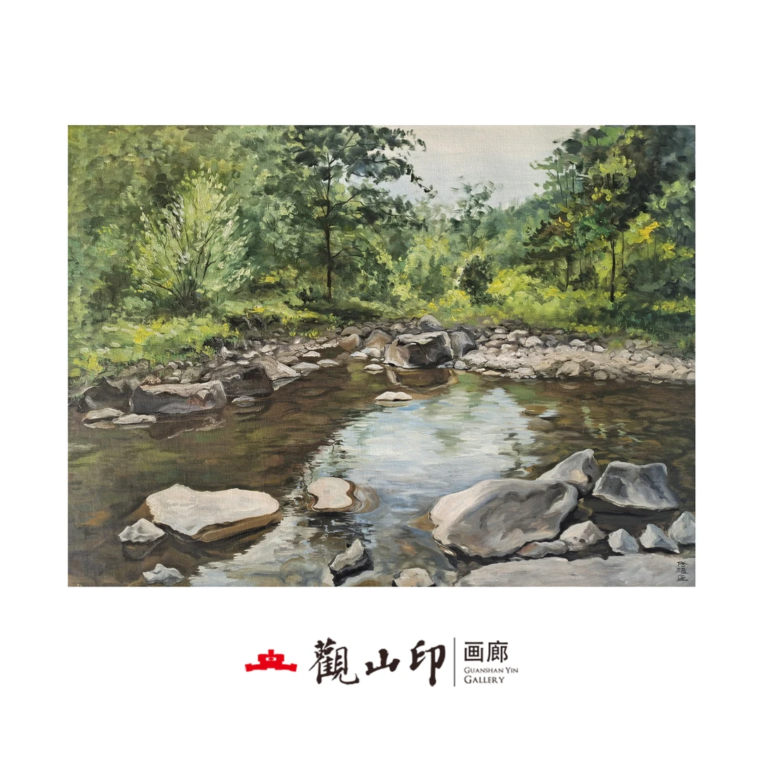 WCB原创手绘风景油画59x78cm山水作品8120