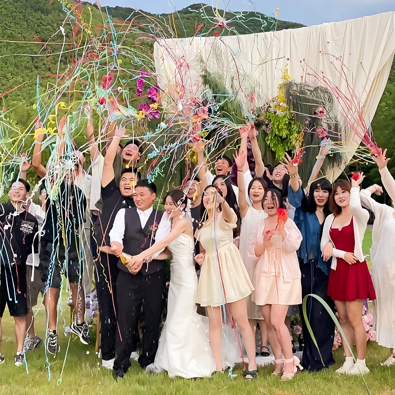 手抛彩带创意生日派对礼花枪订婚结婚专用手拧手持充气喷花筒礼炮