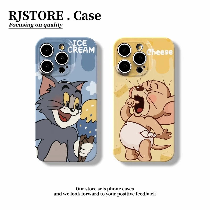 情侣款猫和老鼠适用苹果16手机壳新款华为vivo小米15oppo全包菲林