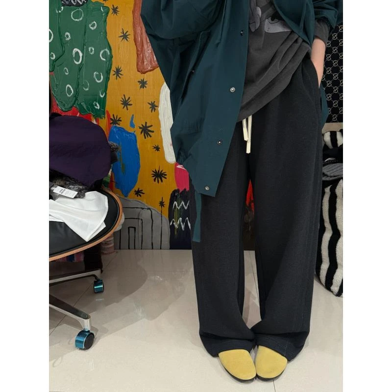 超高品深灰混纱加厚卫裤J24K460