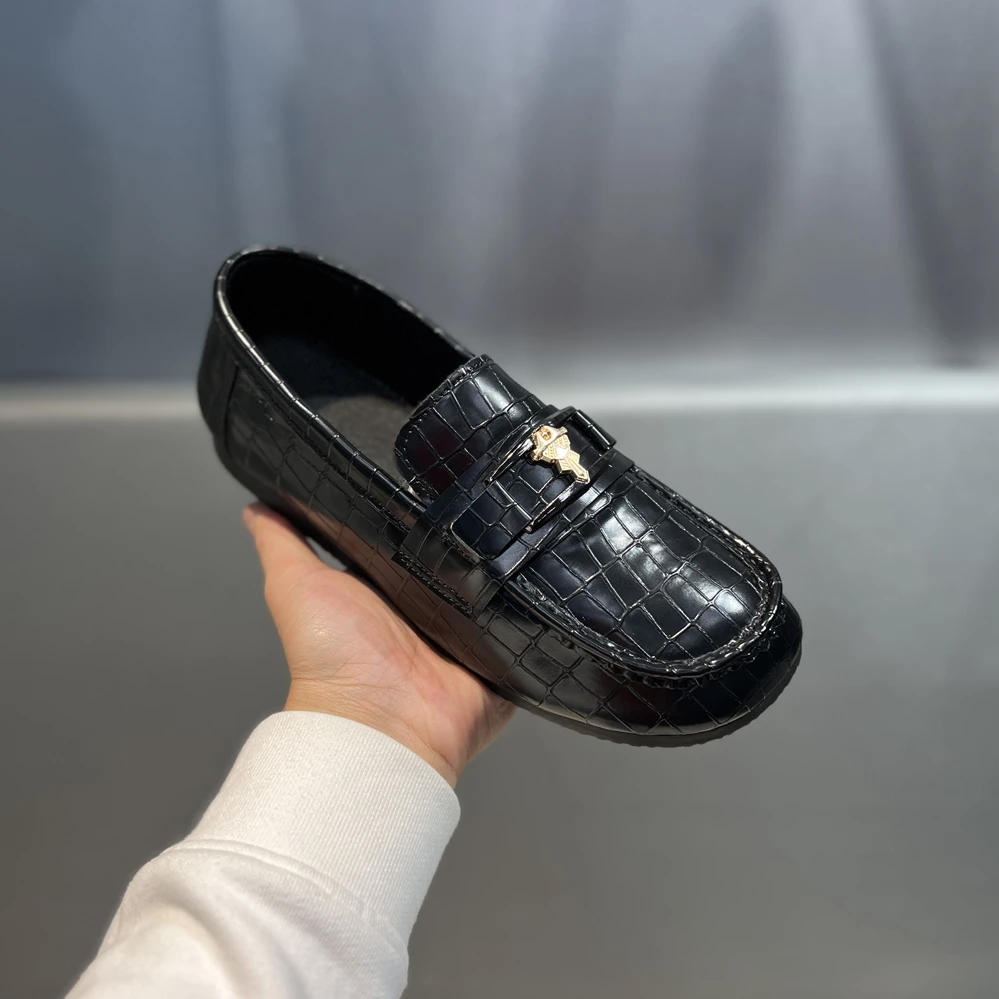 鳄鱼纹漆皮金属百搭乐福鞋软底舒适百搭潮流休闲鞋春秋平底一脚蹬