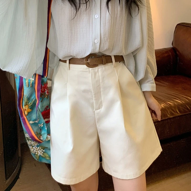 2025夏工装短裤女胖妹妹高腰显瘦a字宽松阔腿五分大码休闲裤8226